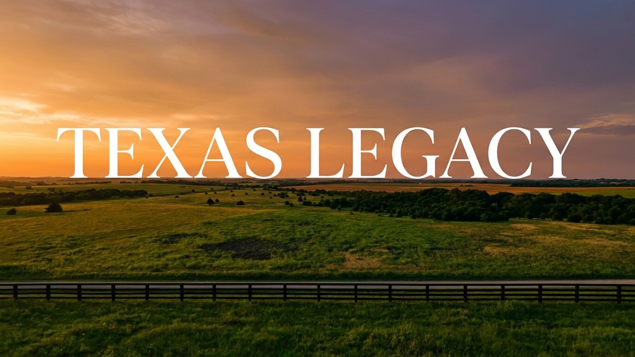 Sunset over the fence line and rolling meadows of Mable Meadows in Waxahachie, Texas, titled Texas Legacy